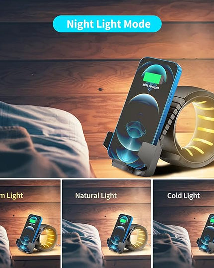 LED Desk Lamp with Wireless Charger, Dimmable Table Lamp with 3 Level Brightness, Cute Beside Lamp , Night Light for Living Room, College Dorm, Office - LeafyLoom