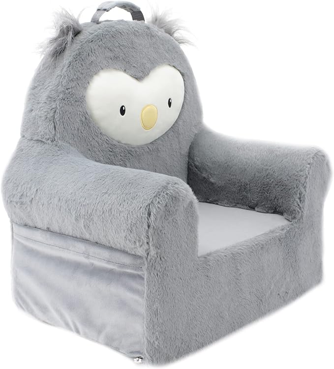 Soft Landing Grey Sweet Seats | Premium Character Chair with Carrying Handle & Side Pockets Owl - LeafyLoom