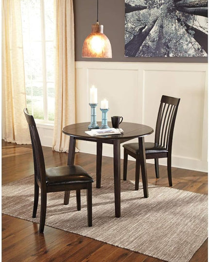 Signature Design by Ashley Hammis Round Dining Room Drop Leaf Table, Dark Brown - LeafyLoom