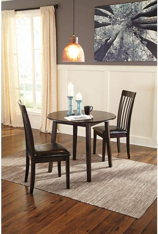Signature Design by Ashley Hammis Round Dining Room Drop Leaf Table, Dark Brown - LeafyLoom