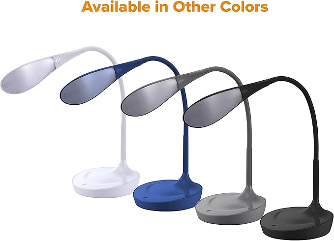 Bostitch Office KT-VLED1502-BLUE Gooseneck LED Desk Lamp with USB Charging Port, Dimmable, Navy Blue - LeafyLoom