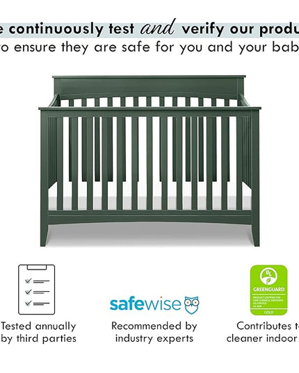 DaVinci Grove 4-in-1 Convertible Crib in Forest Green, Greenguard Gold Certified - LeafyLoom