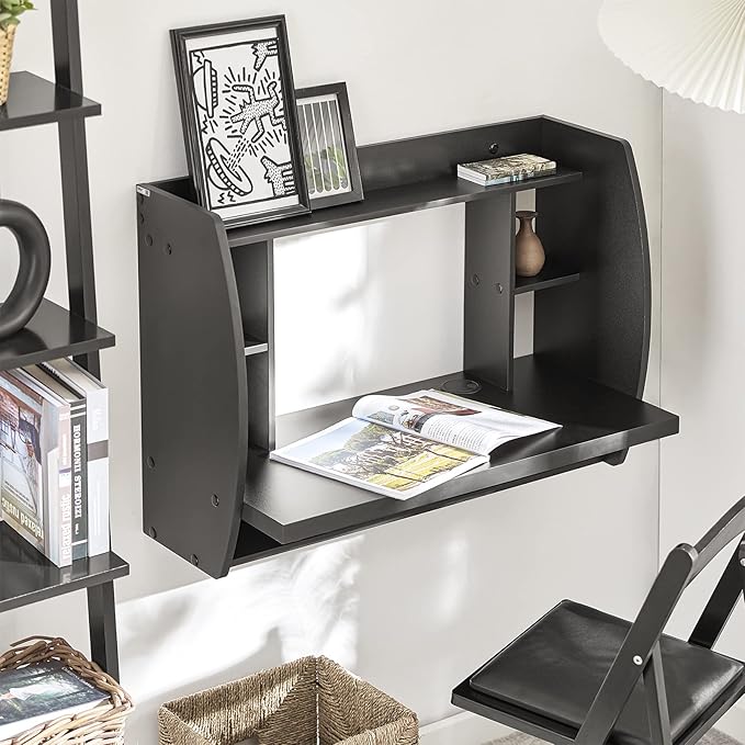 Haotian Home Office Table Desk Workstation Computer Desk with Storage Shelves, Trestle Desk, Black FWT18-SCH - LeafyLoom