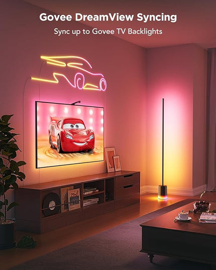 Govee Floor Lamp 2 with Matter, RGBIC Warm Cool White LED Floor Lamp Works with Alexa, 1725lm Corner Floor Lamp with Music Sync, Scene Modes, Smart Floor Lamp for Bedroom, Living Room, Studio, Black - LeafyLoom