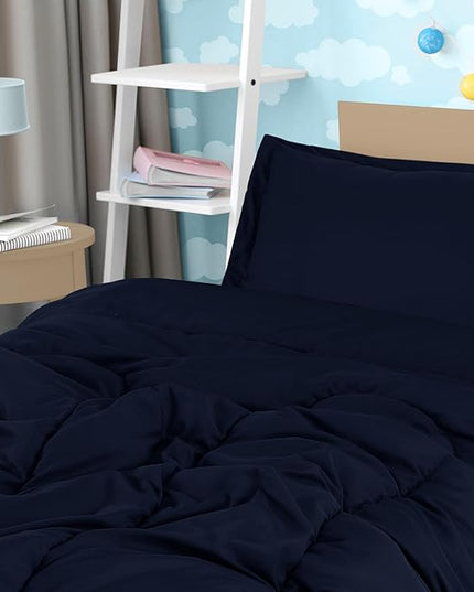 Utopia Bedding All Season Navy Comforter Set with 2 Pillow Cases, 3 Piece Soft Brushed Microfiber Kids Bedding Set for Boys/Girls, Machine Washable (Twin) - LeafyLoom