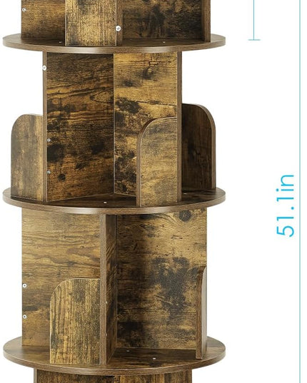 4 Tier Rotating Bookshelf kids, Small Corner Bookshelf for Small Space, 360 Display Floor Standing Bookcase Storage Rack, Wood Narrow Book Shelf Organizer for Home Office,Bedroom, Living Room - LeafyLoom