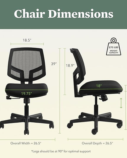 HON H5711 Volt Mesh Computer Chair for Office Desk, Task Chair, Black - LeafyLoom