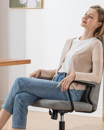 Executive Office Chair, Home Office Desk Chair, High Back PU Leather Desk Chair, 360° Swivel Computer Chair, Height Adjustable Tilt Vanity Task Chair for Office, Reading Meeting Room - LeafyLoom