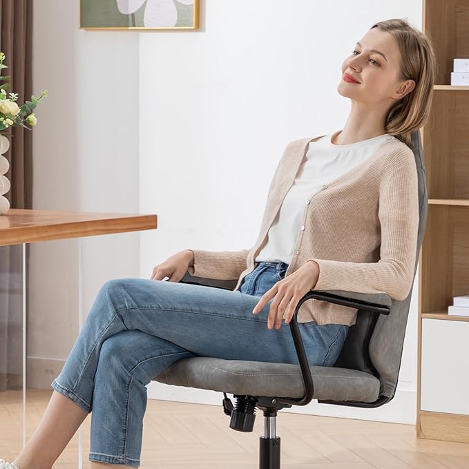 Executive Office Chair, Home Office Desk Chair, High Back PU Leather Desk Chair, 360° Swivel Computer Chair, Height Adjustable Tilt Vanity Task Chair for Office, Reading Meeting Room - LeafyLoom
