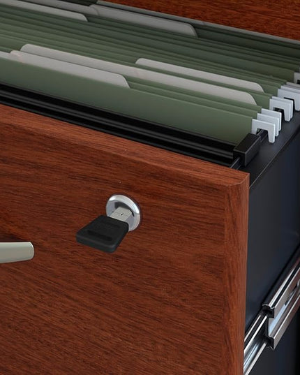 Bush Business Furniture Series C 2 Drawer Rolling File Cabinet in Mahogany - Assembled, Mobile Document Storage for Home or Professional Office - LeafyLoom