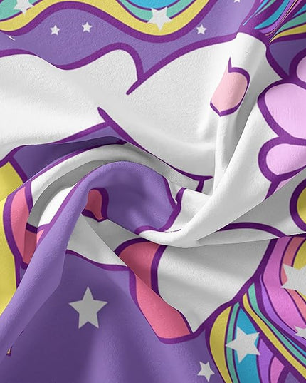 Unicorn Comforter King Size,Rainbow Unicorn Comforter Set for Kids Teens Girls,3Pcs Bedding Set Printed Comforter with 2 Pillowcases,Down Alternative,Soft and Lightweight(Purple，King Size) - LeafyLoom