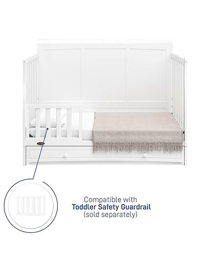 Graco Asheville 4-in-1 Convertible Crib with Drawer (White) – GREENGUARD Gold Certified, Crib with Drawer Combo, Full-Size Nursery Storage Drawer, Converts to Toddler Bed, Daybed and Full-Size Bed - LeafyLoom