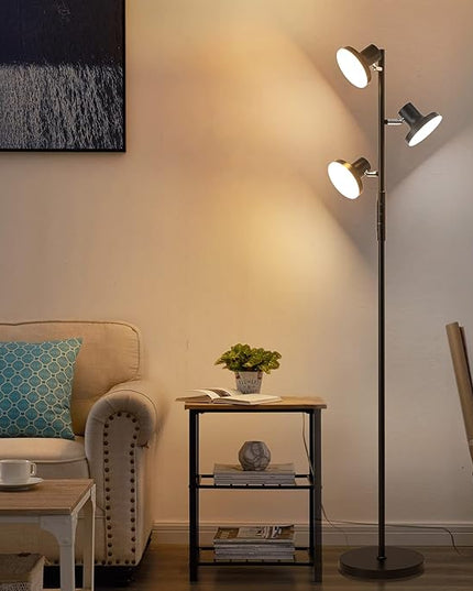 36W LED Tree Floor Lamp, Modern Dimmable Standing Lamp with Remote & Touch Control, 4 Color Temperatures, 3 Rotatable LED Light Floor Lamps for Living Room, Bedroom, Office - LeafyLoom