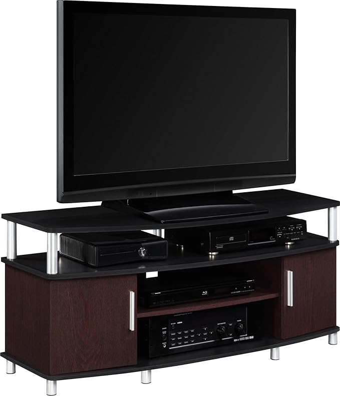 Ameriwood Home Carson TV Stand for TVs up to 50", Cherry/Black - LeafyLoom