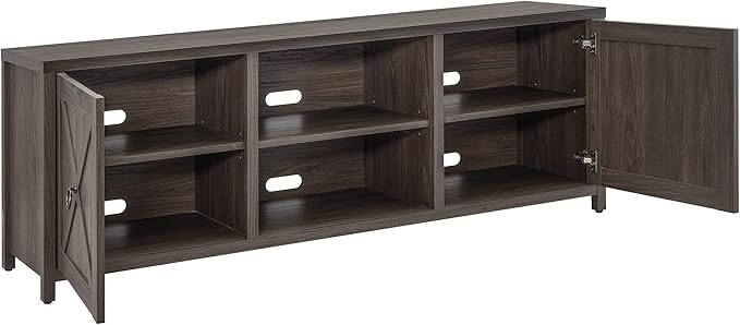 Henn&Hart Rectangular TV Stand for TV's up to 80" in Alder Brown, TV Stands for the Living Room - LeafyLoom