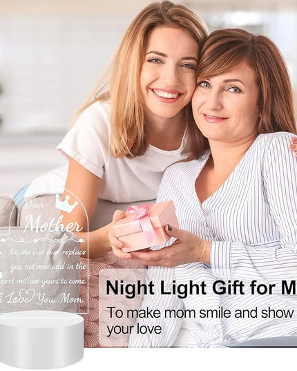 Mom Gift from Daughter Son, Unique Birthday Thanksgiving Christmas Gifts for Mom, Personalized Engraved Acrylic Night Light Mom Gift, Mothers Day Gift Ideas - LeafyLoom