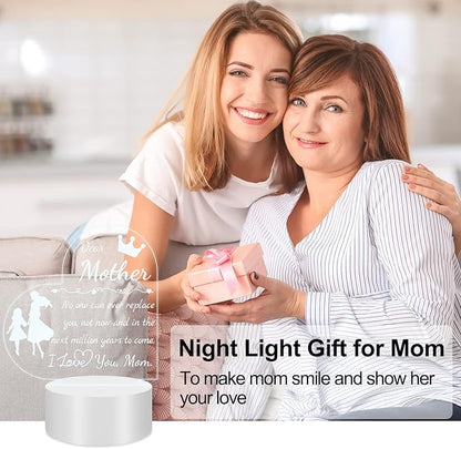Mom Gift from Daughter Son, Unique Birthday Thanksgiving Christmas Gifts for Mom, Personalized Engraved Acrylic Night Light Mom Gift, Mothers Day Gift Ideas - LeafyLoom