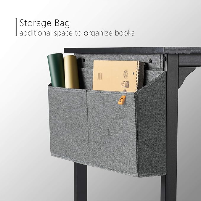 CubiCubi Computer Desk, 55" Study Writing Table for Home Office, Modern Simple Style PC Desk, Black - LeafyLoom