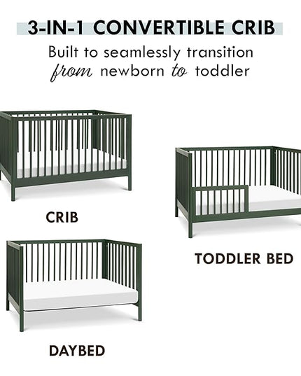 DaVinci Birdie 3-in-1 Convertible Crib, Forest Green, Easy Assemble, Greenguard Gold Certified - LeafyLoom