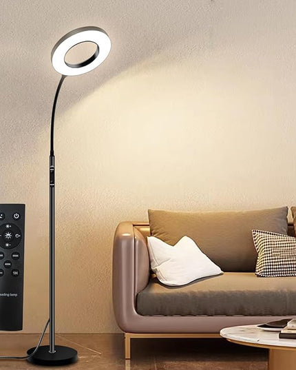 Sofa Standing lamp Floor lamp Side Reading Lamps 3-Color Tall Standing Pole Light with Remote for Live Stream Learning and Reading Living Room,Bed Room,Home Office - LeafyLoom