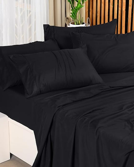 Utopia Bedding California King Bed Sheets Set - 4 Piece Bedding - Brushed Microfiber - Shrinkage and Fade Resistant - Easy Care (California King, Black) - LeafyLoom