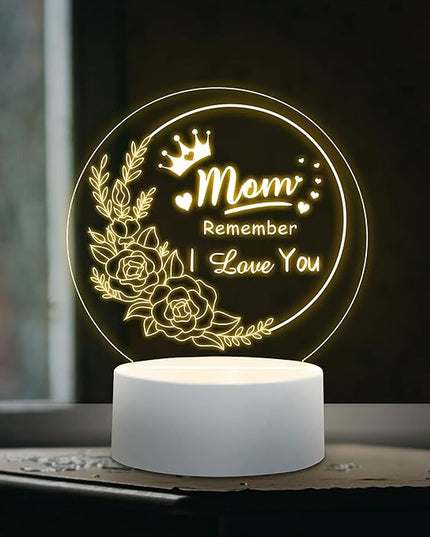 Mothers Day Gifts from Daughter Son, Best Mom Birthday Gift Ideas, Unique Heart-Shaped Night Light with Warm Words, Thoughtful Birthday Gift or Mothers Day Gift for Mom from Daughters Son (Round) - LeafyLoom