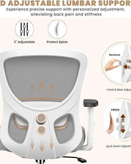 Office Chair Ergonomic Desk Chair with Adjustable Lumbar Support, Swivel Comfy Computer Chair Heavy Duty Executive Chair for Home Office - LeafyLoom