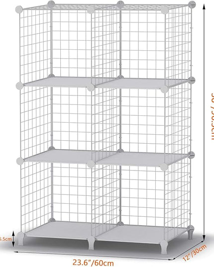 HOMIDEC Wire Cube Storage, Storage Shelves 6 Cube Bookshelf Bookcase Closet Organizer and Storage, Wire Storage Shelves Multi-Use DIY Storage Cube Shelf for Books, Toys, Clothes, Tools - LeafyLoom