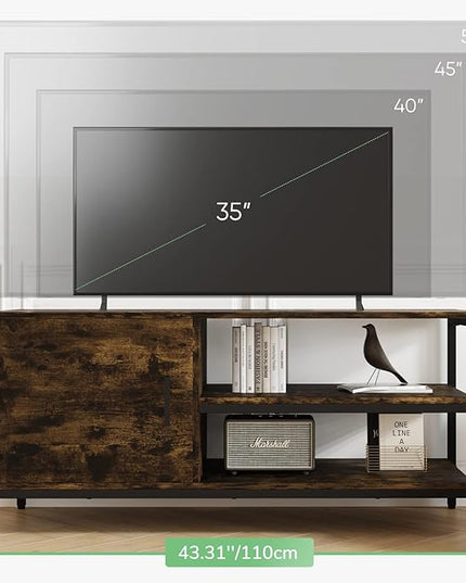 Novilla Retro Farmhouse TV Stand for TVs up to 50 Inches, Living Room Entertainment Center for Flat/Curved Screen, 43 Inches, Brown - LeafyLoom