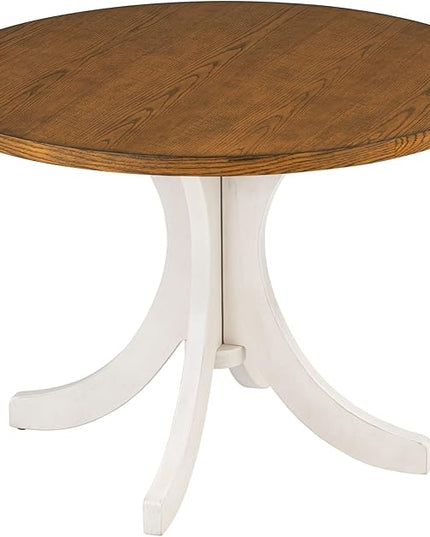 NicBex Dining Table Contemporary Kitchen Table Farmhouse Rustic Mid-Century Solid Wood Round Dining Table for Small Places Round Dining Table, Easy Assembly, Walnut - LeafyLoom