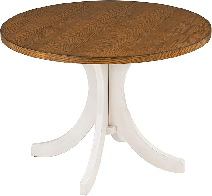 NicBex Dining Table Contemporary Kitchen Table Farmhouse Rustic Mid-Century Solid Wood Round Dining Table for Small Places Round Dining Table, Easy Assembly, Walnut - LeafyLoom