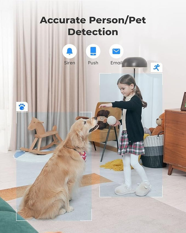 REOLINK E1 Zoom Indoor Security Camera, 2.4/5GHz Dual Band WiFi, 5MP Plug-in Pet Camera, 360 Degree Baby/Dog Monitor with 3X Optical Zoom, Auto Tracking, Person/Pet Detection,5V/2A DC REOLINK