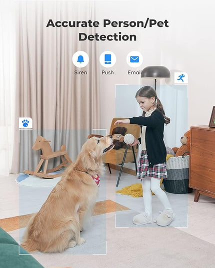 REOLINK 5GHz WiFi Indoor Camera, 5MP Plug-in Security Camera with 3X Optical Zoom, 360 Degree Baby/Dog Monitor with Auto Tracking, Person/Pet Detection, 2.4/5 GHz WiFi, Local Storage, E1 Zoom REOLINK
