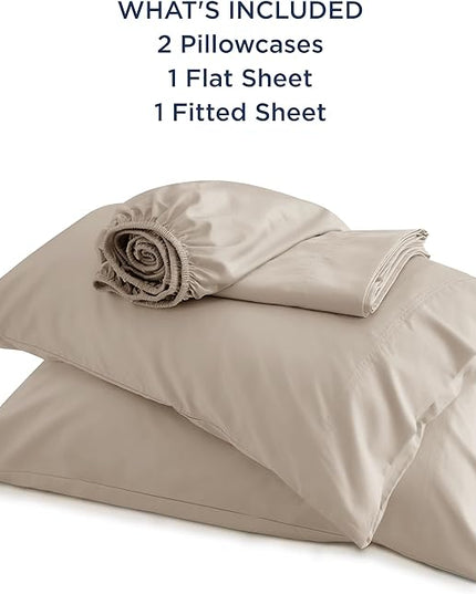 Bedsure California King Sheet Sets, Cooling Sheets, Rayon Derived from Bamboo, Deep Pocket Up to 16", Breathable & Soft Bed Sheets, Hotel Luxury Silky Bedding Sheets & Pillowcases, Simply Taupe - LeafyLoom