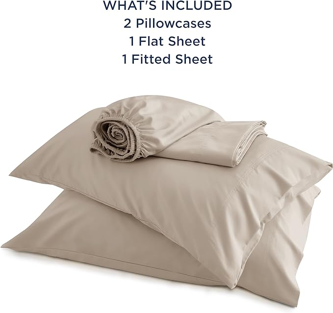 Bedsure California King Sheet Sets, Cooling Sheets, Rayon Derived from Bamboo, Deep Pocket Up to 16", Breathable & Soft Bed Sheets, Hotel Luxury Silky Bedding Sheets & Pillowcases, Simply Taupe - LeafyLoom