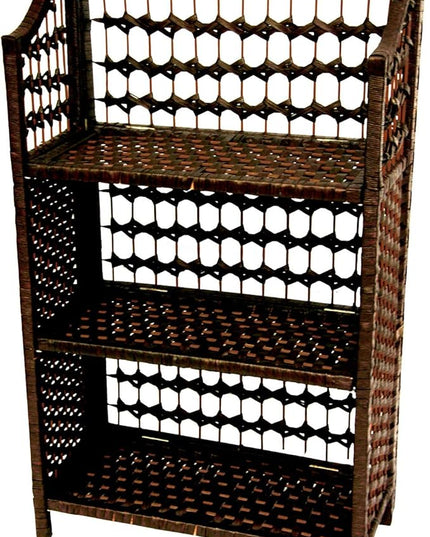 Oriental Furniture 33" Natural Fiber Shelving Unit - Mocha - LeafyLoom
