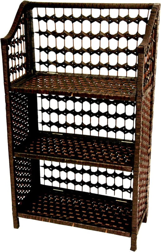 Oriental Furniture 33" Natural Fiber Shelving Unit - Mocha - LeafyLoom