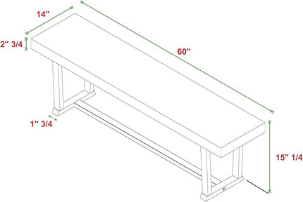 Walker Edison Protrero Urban Industrial Solid Wood and Metal Dining Bench, 60 Inch, Rustic Oak - LeafyLoom