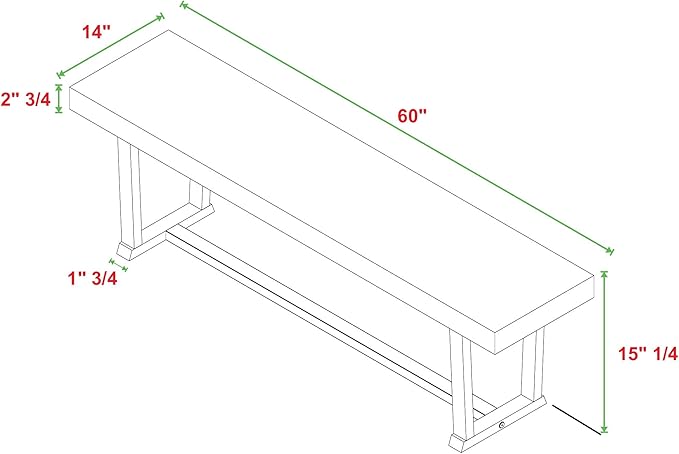 Walker Edison Protrero Urban Industrial Solid Wood and Metal Dining Bench, 60 Inch, Rustic Oak - LeafyLoom