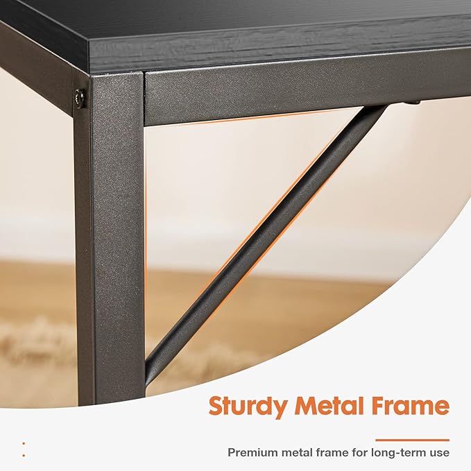 Sweetcrispy Computer Desk 40 Inch Home Office Writing Work PC Table Study Gaming 2-Tier Drawers Storage Shelf Side Headphone Hook, Modern Simple Style Small for Bedroom, Black Wood - LeafyLoom