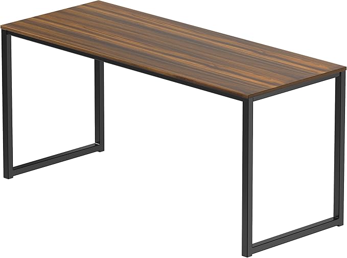 SHW Home Office 55-Inch Computer Desk, 24" Deep, Walnut - LeafyLoom