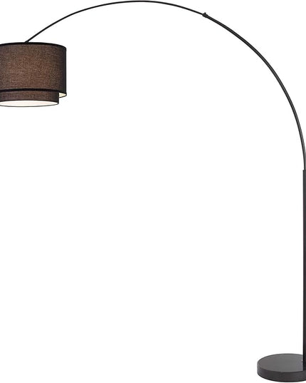 Modern 81" Arc Tall Living Room-Stand Up Arching Drum Shade Large Floor Lamp for Dinning/Bedrooms-Corner Lamp for Office Lighting Black - LeafyLoom