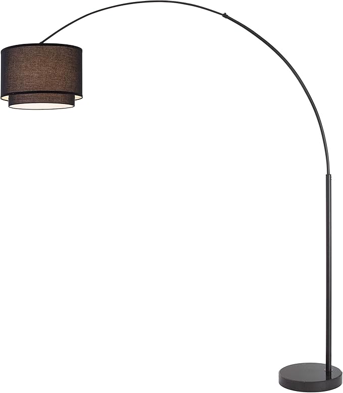 Modern 81" Arc Tall Living Room-Stand Up Arching Drum Shade Large Floor Lamp for Dinning/Bedrooms-Corner Lamp for Office Lighting Black - LeafyLoom