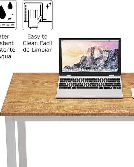 sogesfurniture Computer Desk 47 inches Large Office Desk Computer Table with BIFMA Certification Sturdy Office Desk Writing Desk,Teak with White Leg BHUS-AC3BW-120 - LeafyLoom