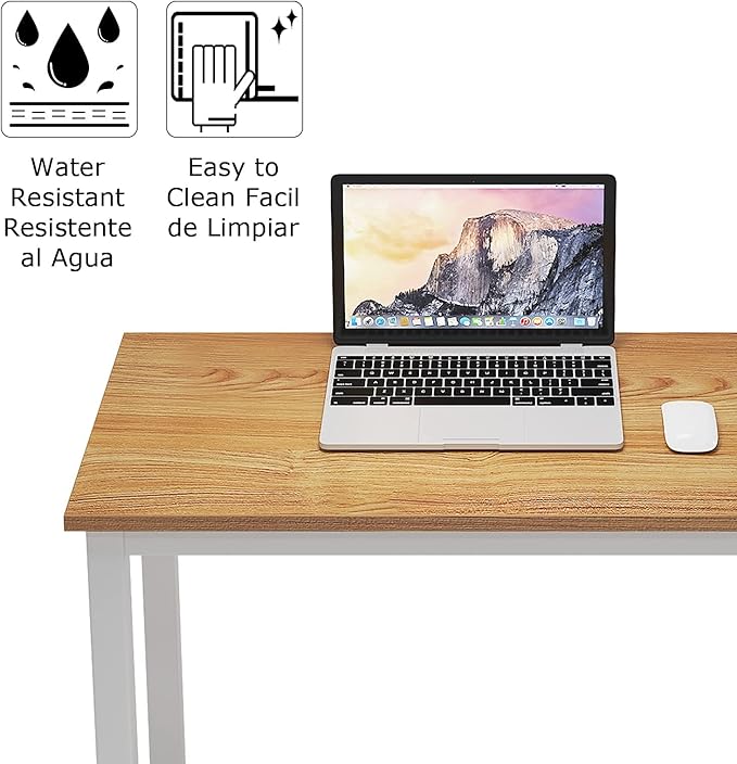 sogesfurniture Computer Desk 47 inches Large Office Desk Computer Table with BIFMA Certification Sturdy Office Desk Writing Desk,Teak with White Leg BHUS-AC3BW-120 - LeafyLoom