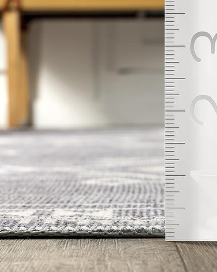 nuLOOM Evalyn Southwestern Machine Washable Ultra Thin Area Rug, 5' x 8', Grey - LeafyLoom