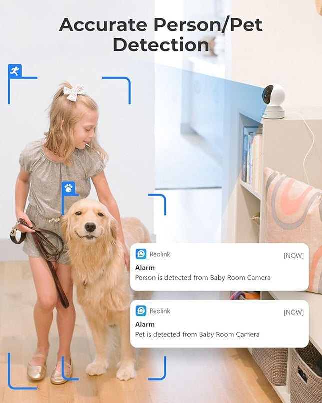 REOLINK E1 Pro Indoor Security Camera, 4MP Plug-in Pet Camera Support 2.4/5 GHz WiFi, 360 Degree Baby/Dog Monitor with Auto Tracking, Person/Pet Detection, Night Vision, 2 Way Audio, Local Storage REOLINK