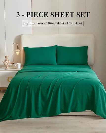 HighBuy Dark Green Sheets Twin XL 3 Piece Bed Sheets,16 Inch Deep Pocket,Luxury Soft Twin XL Sheet & Pillowcase Set,Fitted Sheets Twin XL,Cooling Sheets for Twin XL Bed,Dark Green Sheets Set - LeafyLoom