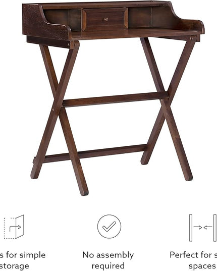Linon Mable Folding Desk, Walnut - LeafyLoom