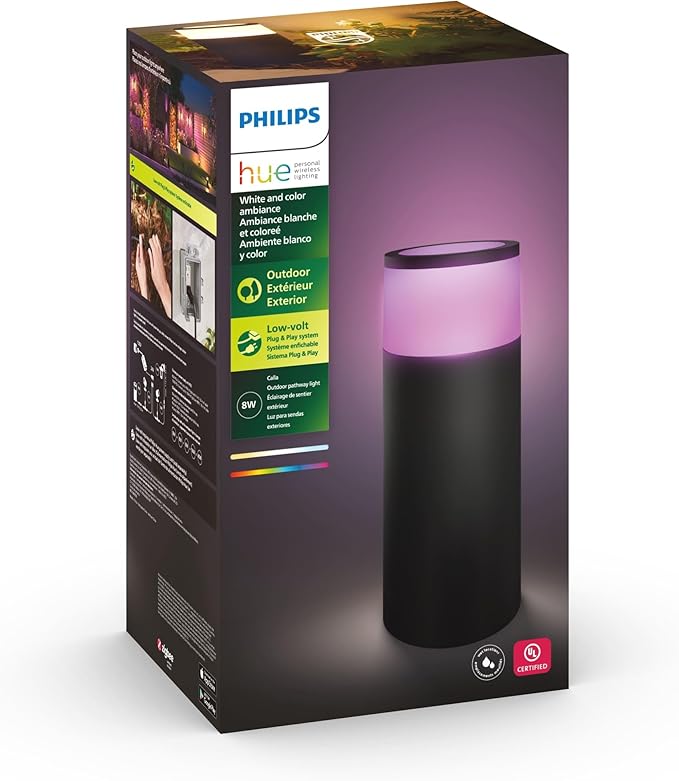 Philips Hue Calla Outdoor Smart Pathway Light - White & Color Ambiance LED Walkway Lights - Low Voltage Lighting - 1 Pack - Requires Bridge and Power Supply - Control with App and Voice - Weatherproof PhilipsHue